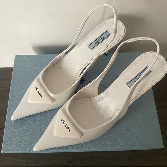 Prada Shoes - Prada Women's Elegant White Slingback Heels